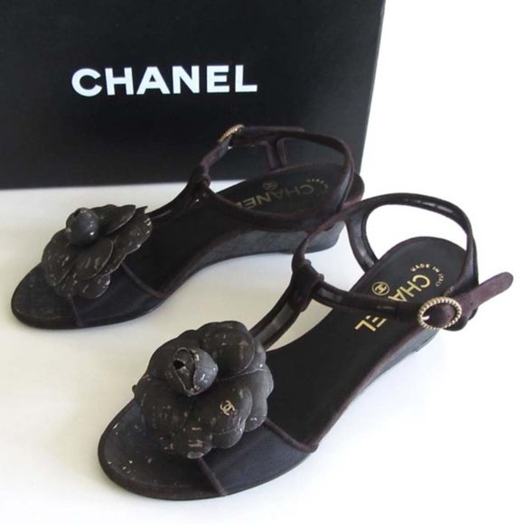 💃CHANEL Camellia sandals, wedge heel size 37 - Picture 7 of 7